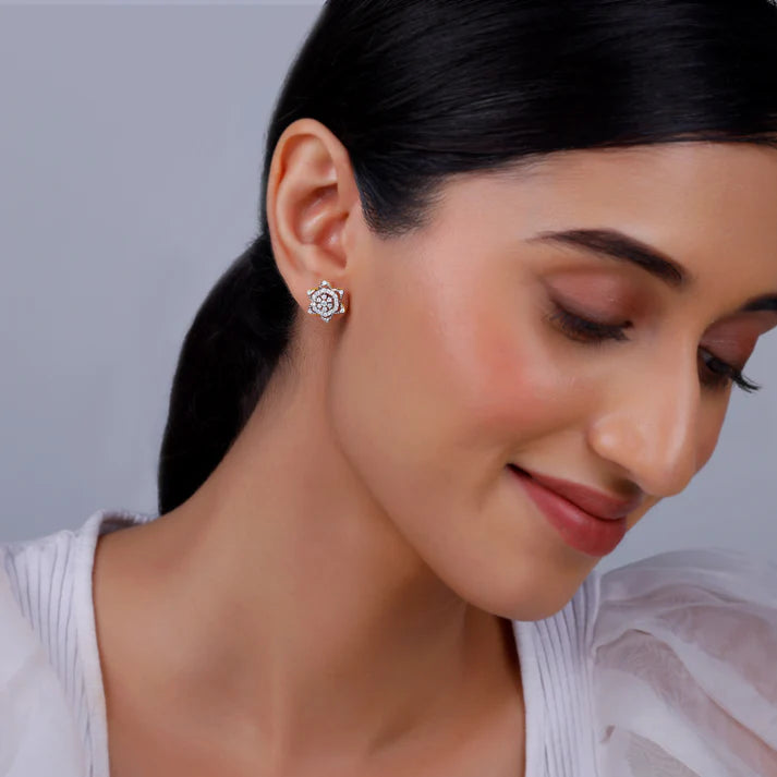 gold bright burst diamond earrings