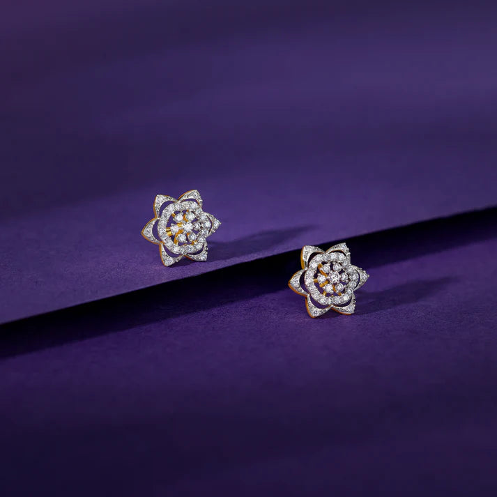 gold bright burst diamond earrings