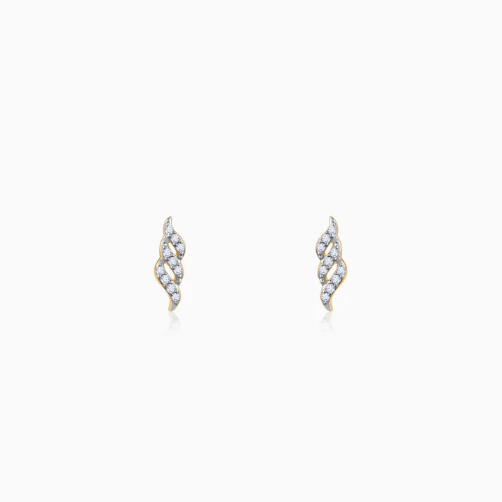 Gold Twisted Twill Diamond Earrings