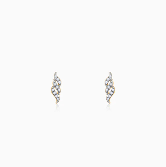 Gold Twisted Twill Diamond Earrings