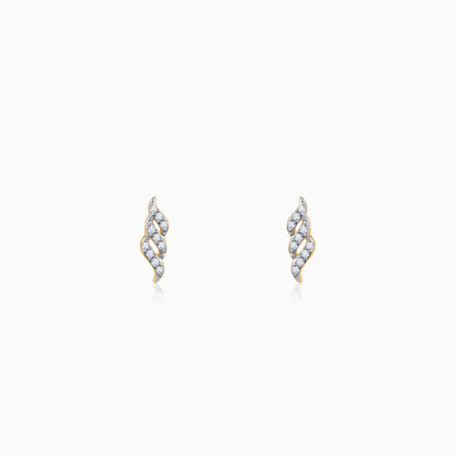 Gold Twisted Twill Diamond Earrings