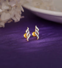 Gold Twisted Twill Diamond Earrings