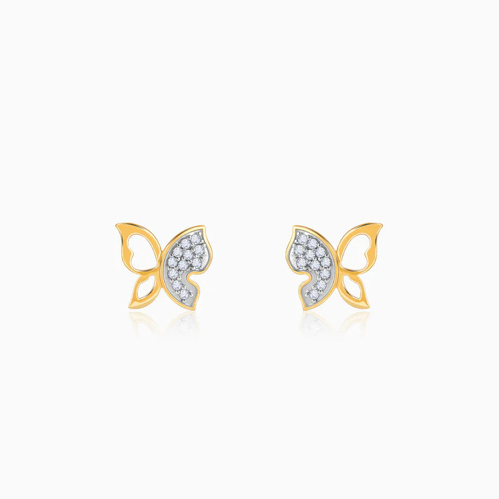 gold vlinder diamond earrings
