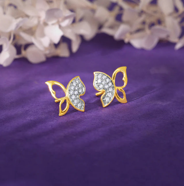 Gold Vlinder Diamond Earrings