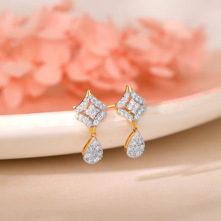 gold luminous drops diamond earrings