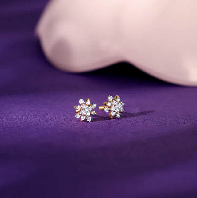 Gold Petunias Diamond Studs