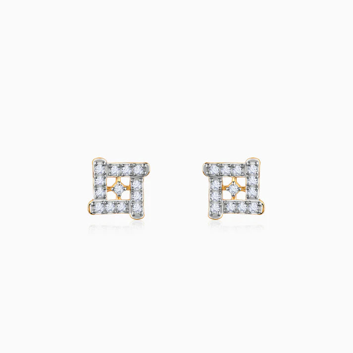 gold square sensation diamond studs