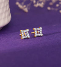 Gold Square Sensation Diamond Studs