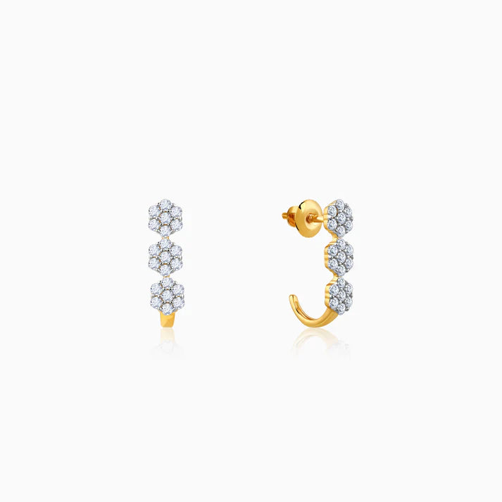gold sweet alyssum diamond earrings