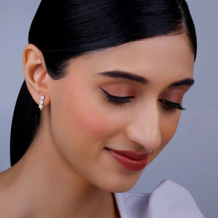gold sweet alyssum diamond earrings