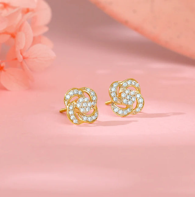 Gold Blume Diamond Earrings