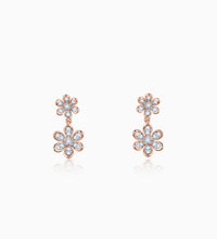 Rose Gold Dual Floral Diamond Earrings