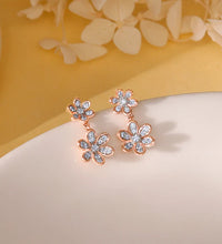 Rose Gold Dual Floral Diamond Earrings