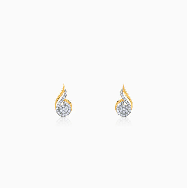 Gold Sparkling Flow Diamond Earrings