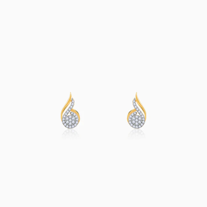 gold sparkling flow diamond earrings