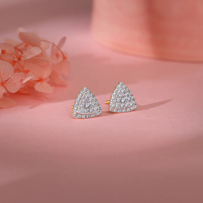 gold glitter punch diamond earrings