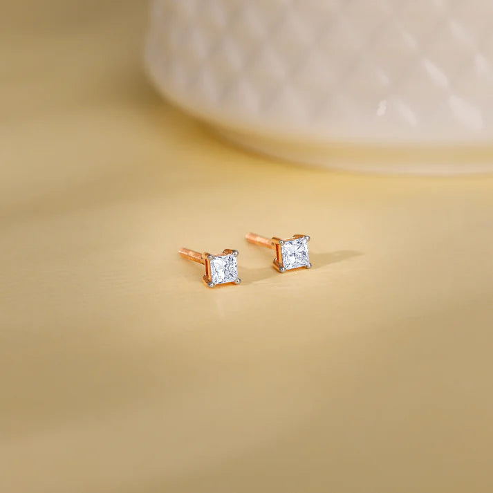 rose gold pretty diamond studs