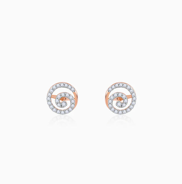 Rose Gold Sparkling Swirl Diamond Studs