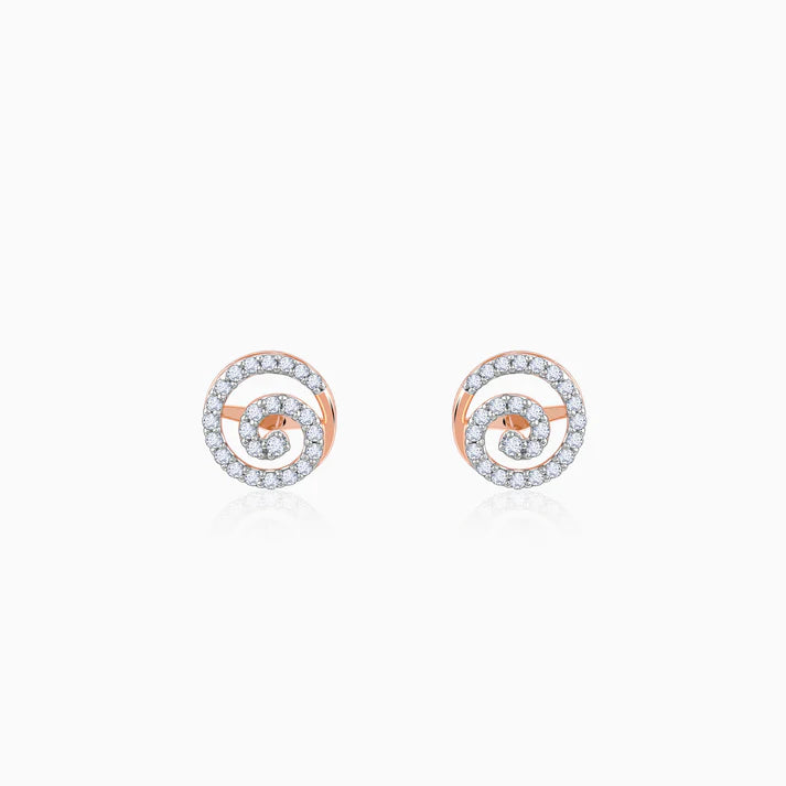 Rose Gold Sparkling Swirl Diamond Studs