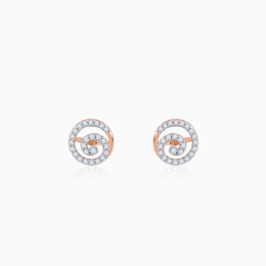 Rose Gold Sparkling Swirl Diamond Studs