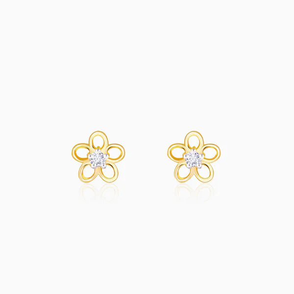 gold ornate spring diamond earrings