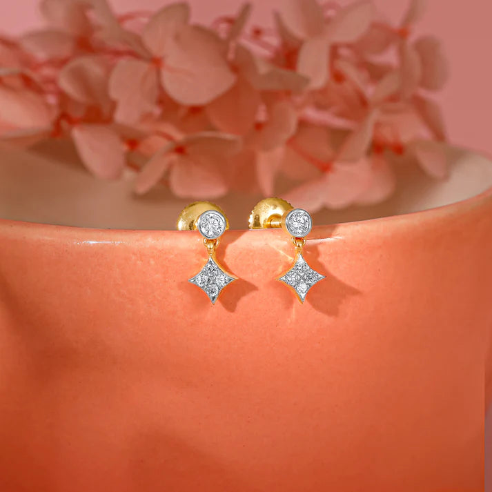 gold cubic glow diamond earrings