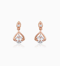 Rose Gold Cascade Leaf Diamond Earrings