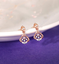 Rose Gold Cascade Leaf Diamond Earrings