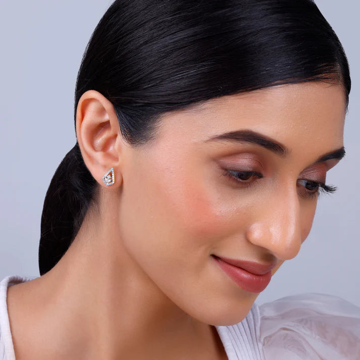 gold sacred flame diamond earrings
