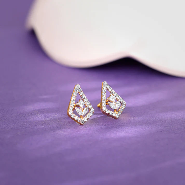 gold sacred flame diamond earrings