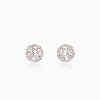 Rose Gold Circular Dazzle Diamond Earrings