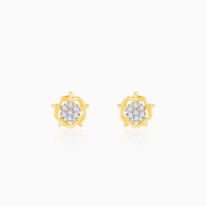 Gold Wavy Flower Diamond Earring