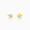 Gold Wavy Flower Diamond Earring