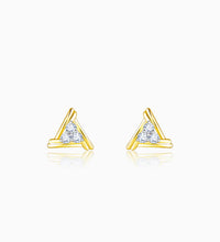 Gold Geometric Triplet Diamond Earrings