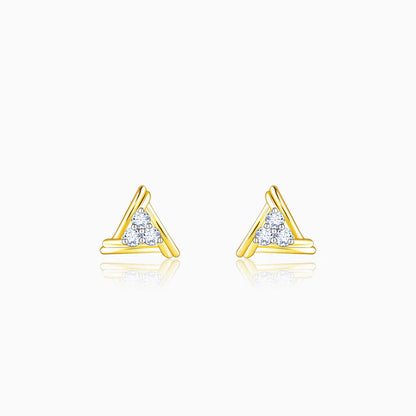 Gold Geometric Triplet Diamond Earrings