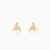 Gold Geometric Triplet Diamond Earrings