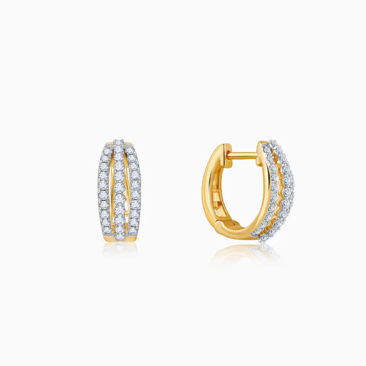 Gold Twirl in Style Diamond Hoops