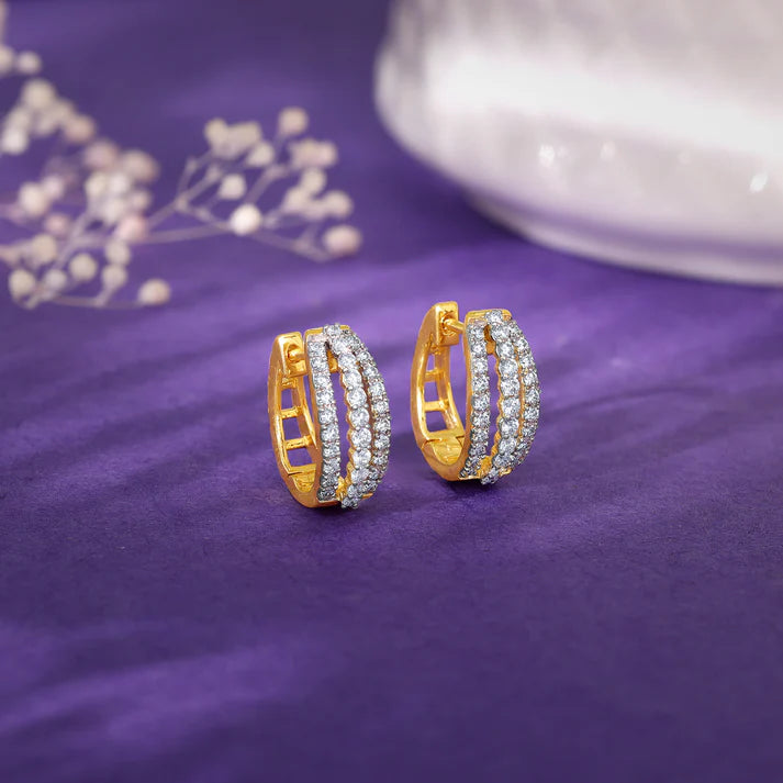 gold twirl in style diamond hoops
