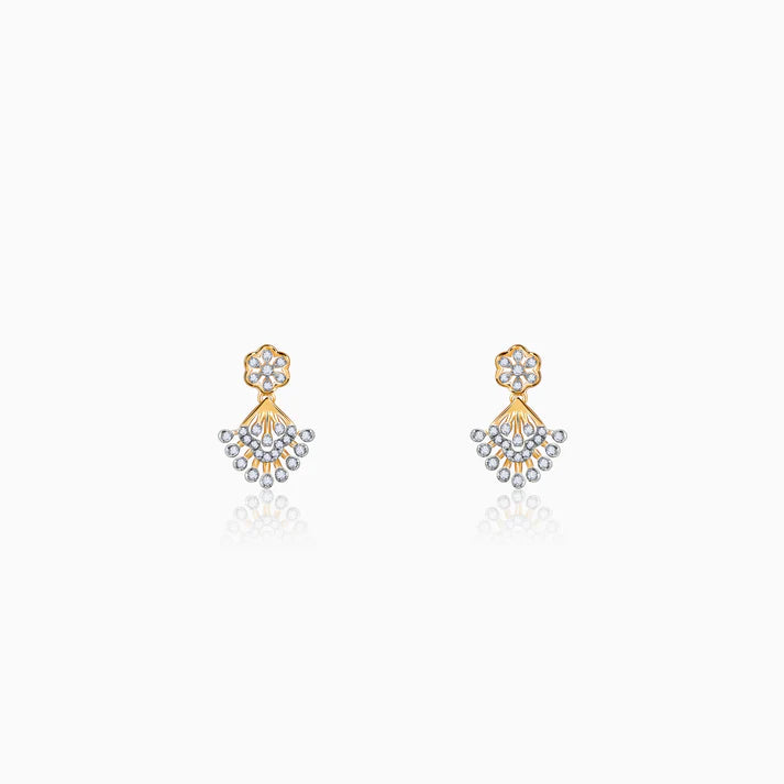 gold fancy bloom diamond earrings