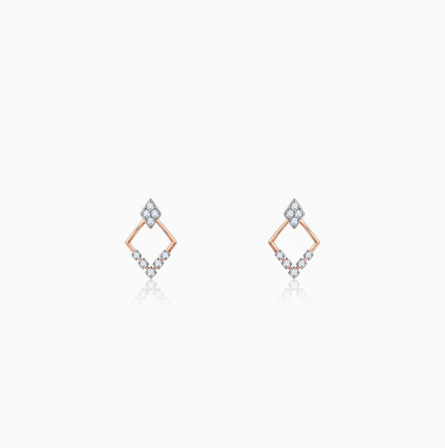 Rose Gold Radiant Rhombus Diamond Earrings