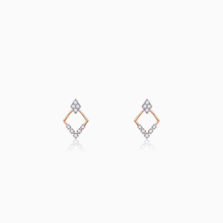 rose gold radiant rhombus diamond earrings