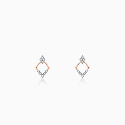 Rose Gold Radiant Rhombus Diamond Earrings