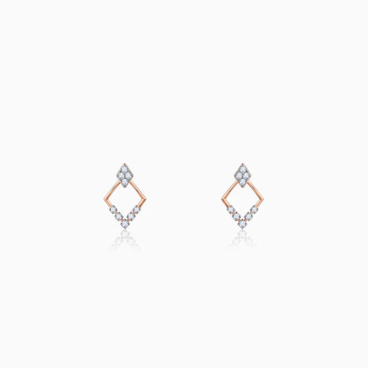 Rose Gold Radiant Rhombus Diamond Earrings