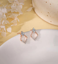 Rose Gold Radiant Rhombus Diamond Earrings