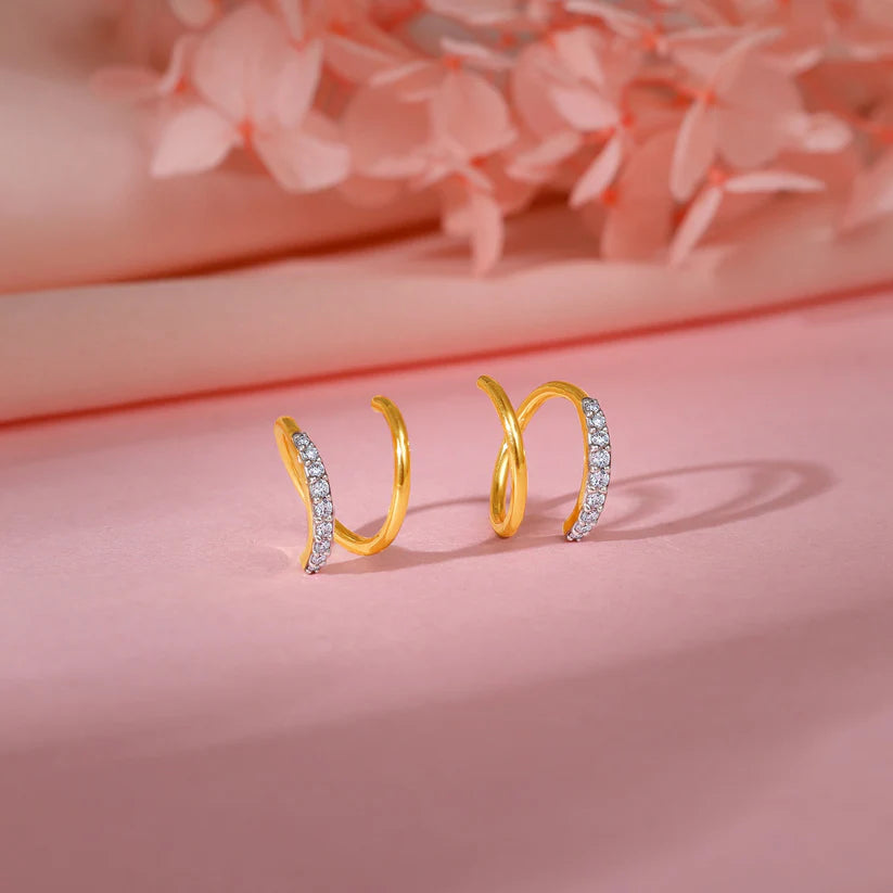 gold spiral glow diamond studs