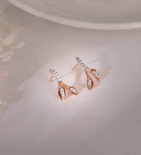 Rose Gold Leafy Flare Diamond Earrings