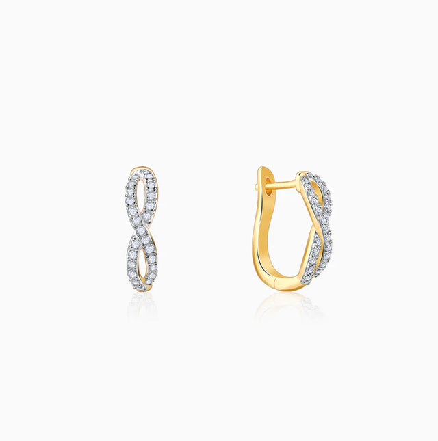 Gold Infinito J-Hoop Diamond Earrings