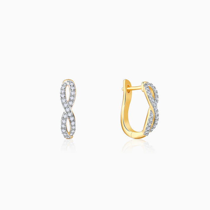 gold infinito j-hoop diamond earrings