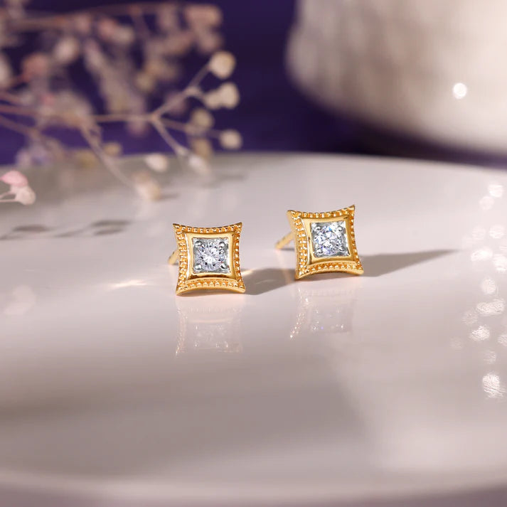 gold quad diamond earrings