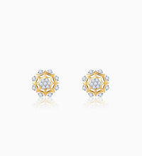 Gold Sparkling Dahlia Diamond Earrings